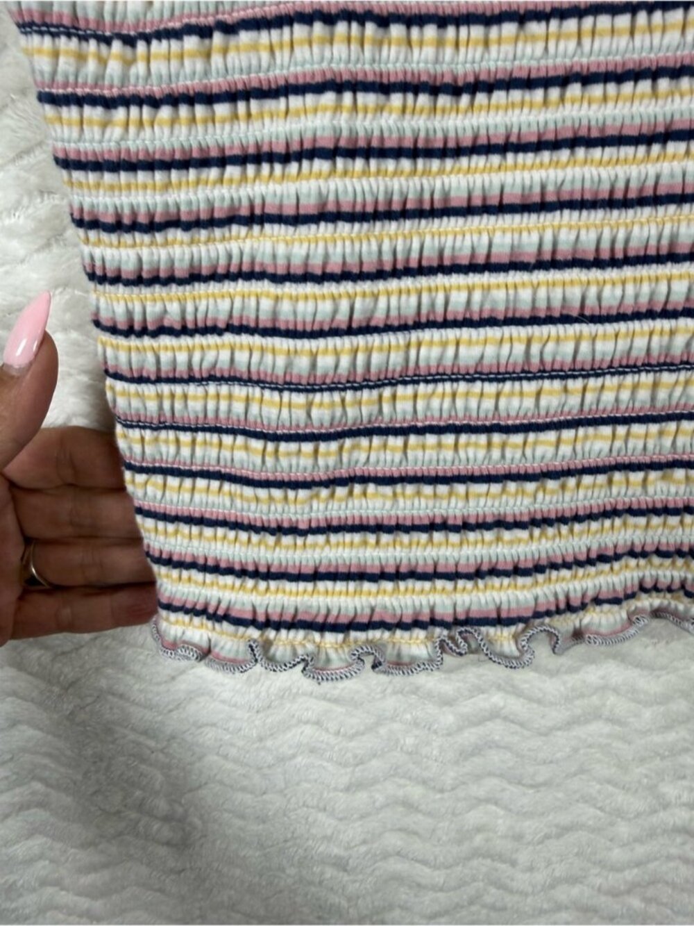 Ribbed Tank with Pink, Navy & Yellow Stripes - Picture 2 of 2
